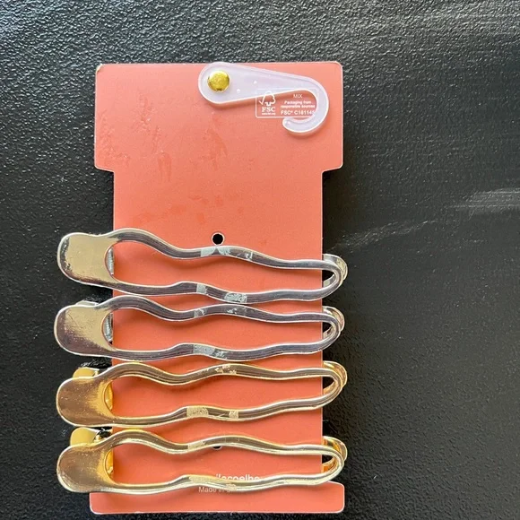 Camila Coelho Elegant Gold and Silver Metal Large Hair Clips Set of 4 NWOT - Picture 4 of 8